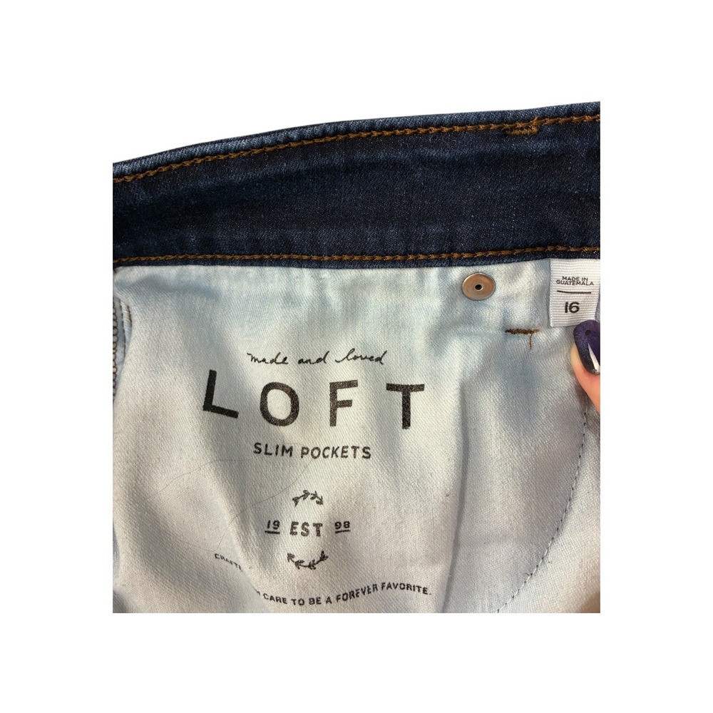 LOFT Plus Slim Pockets Dark Wash Skinny Jeans Women Size 16 - Picture 5 of 8